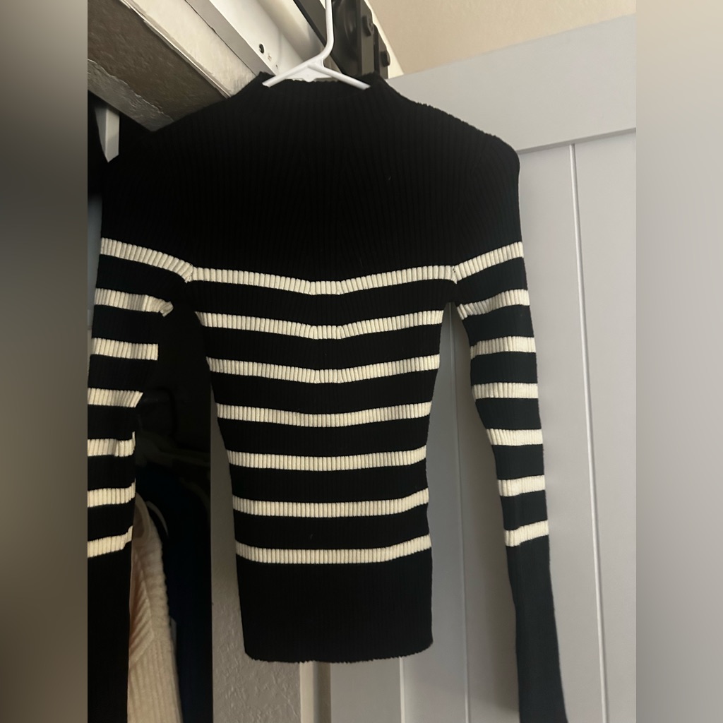 Black And White Striped Women's Sweater